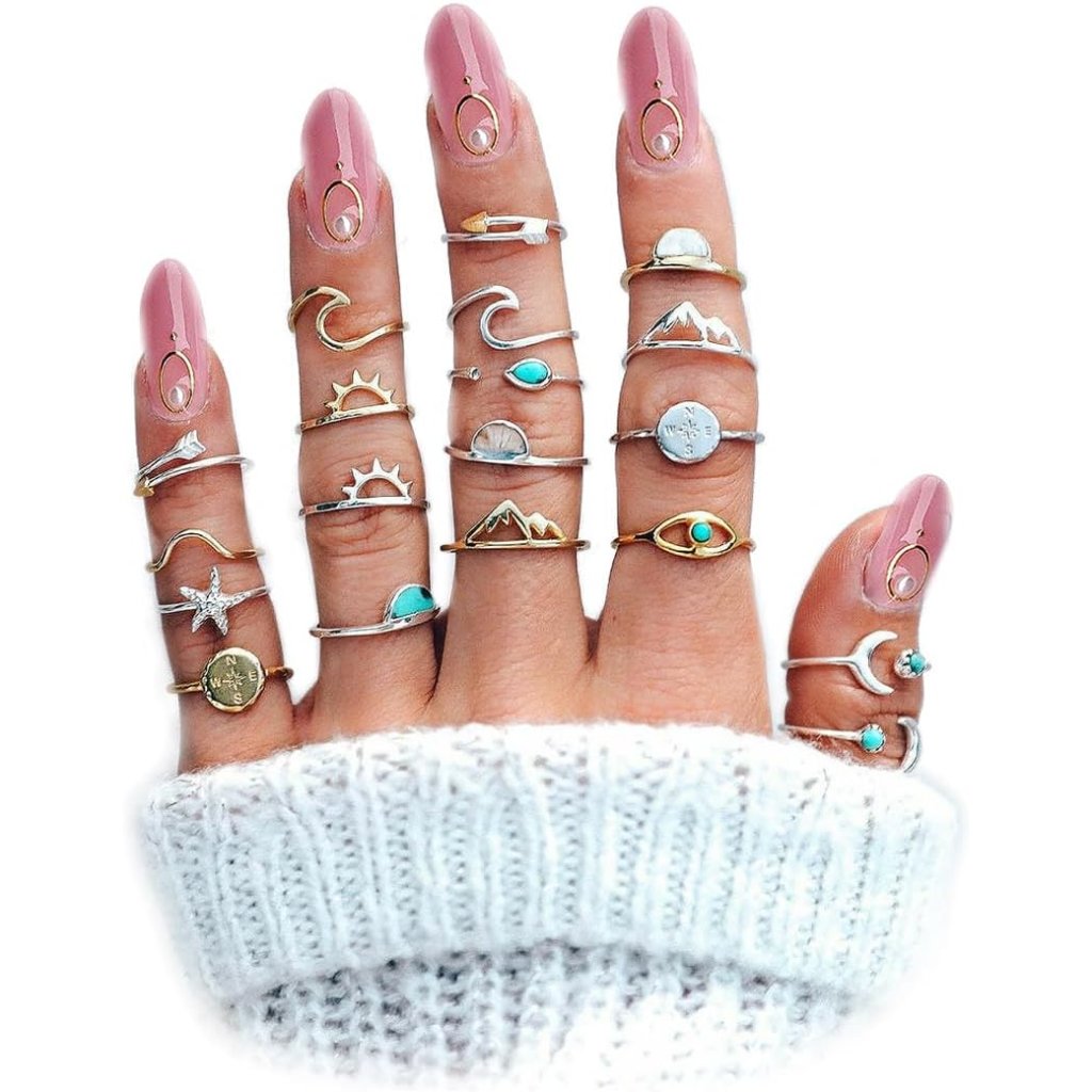 Alloy Stackable Rings Set For Women - 19 Unique Styles For Personal Flair